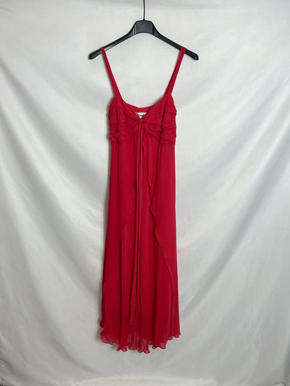 EL CORTE INGLÉS. Vestido midi casa rojo. T 40