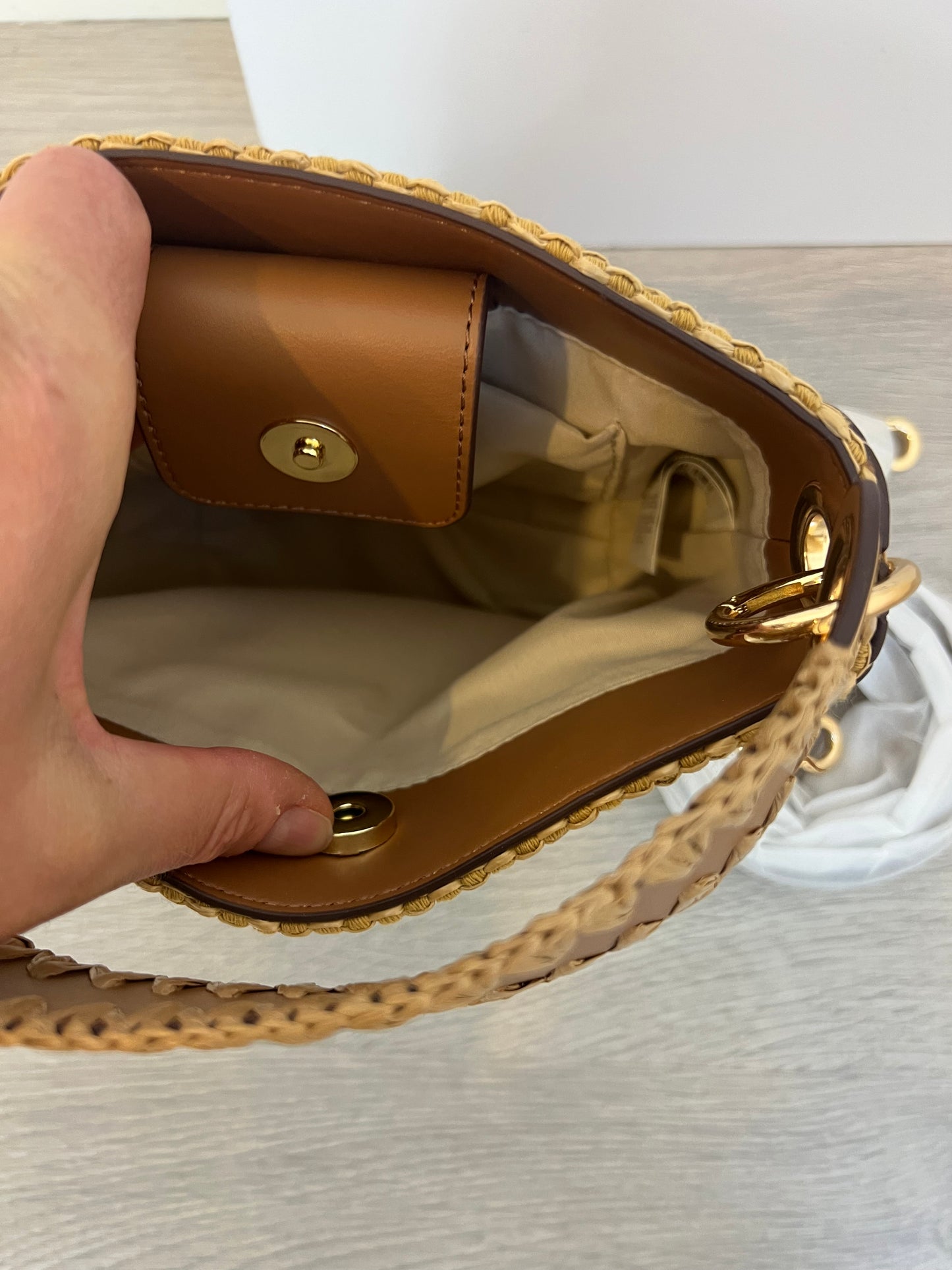 PARFOIS. Mini double handle raffia bag