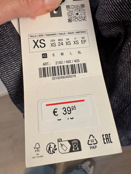 ZARA. Blazer azul jaspeada con lino