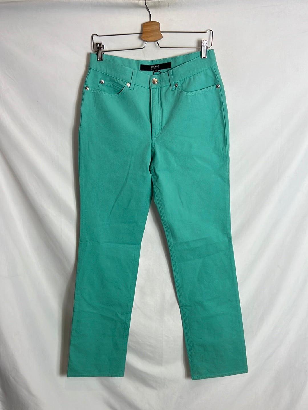ESCADA SPORT. Straight-leg stretch trousers in turquoise blue. Size 40