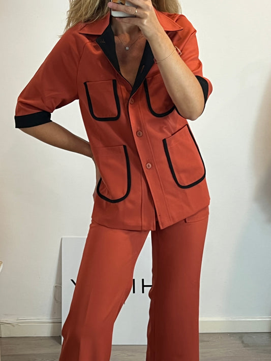 ERRE. Total look tile and black Ts/m