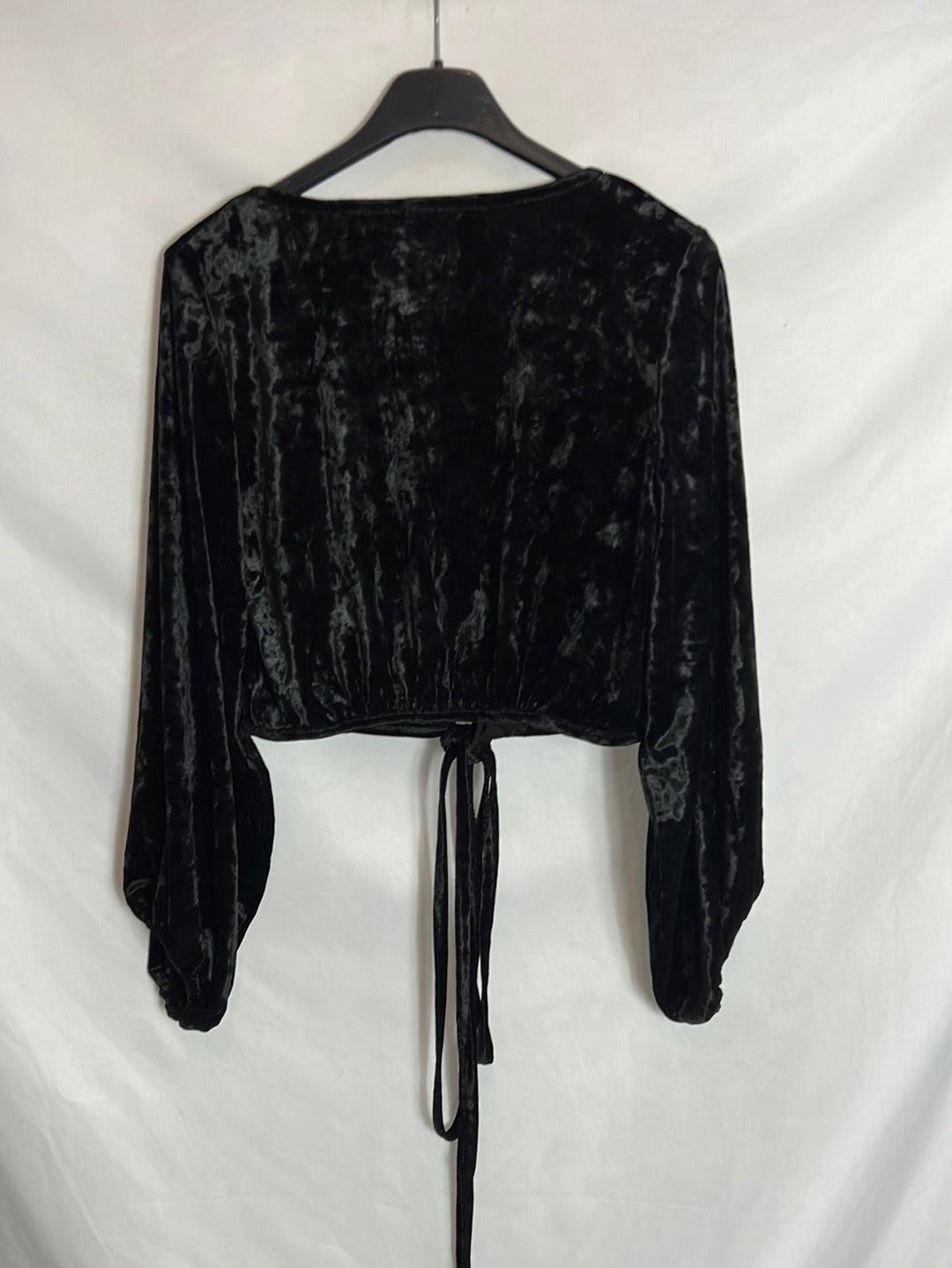 NICOLI. Top cruzado negro terciopelo. T S