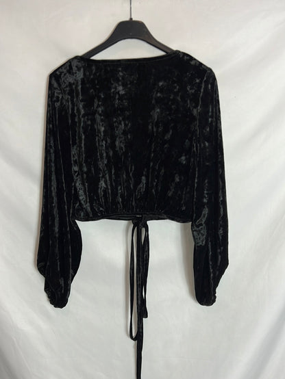 NICOLI. Top cruzado negro terciopelo. T S