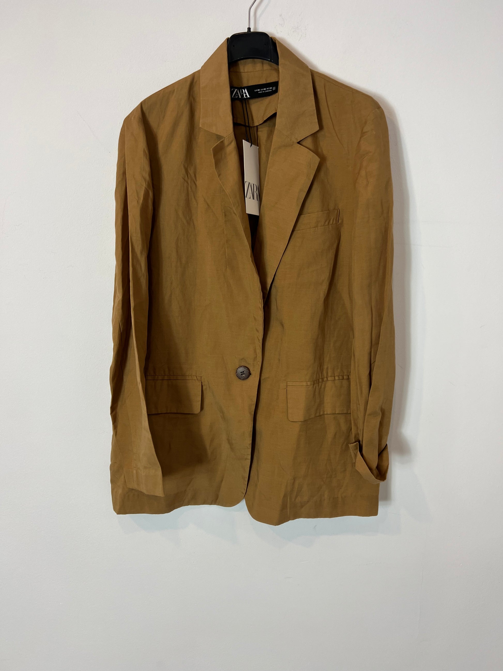 Flowing camel blazer with linen – Hibuy market1