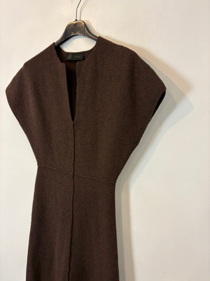 ZARA. Vestido midi marrón con lana