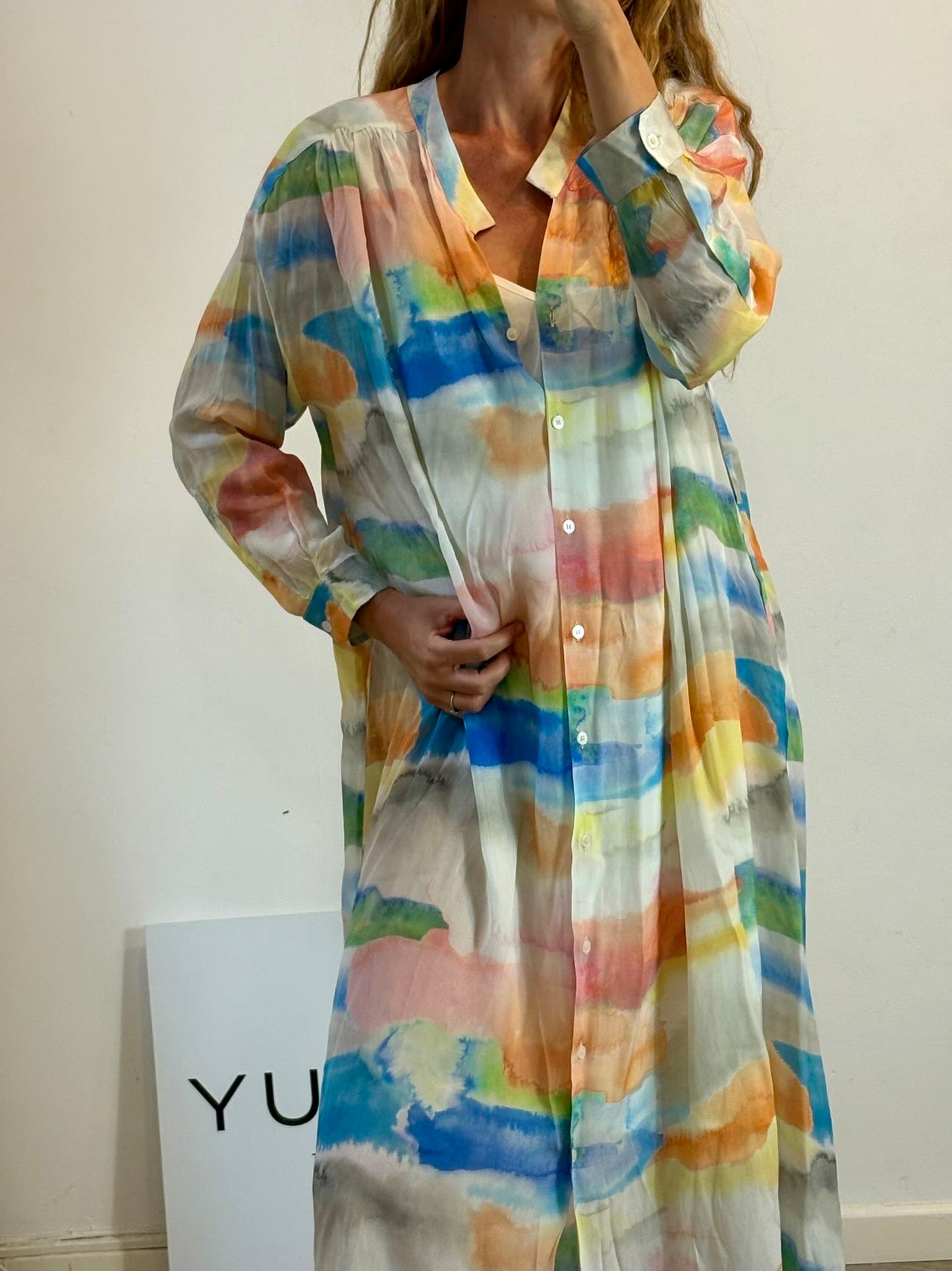 BIMBA Y LOLA. Vestido largo camisero multicolor