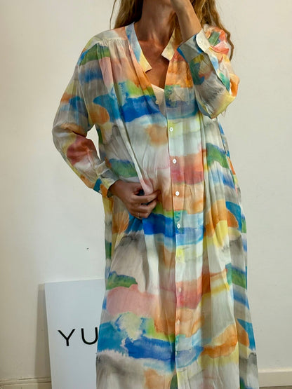 BIMBA Y LOLA. Vestido largo camisero multicolor