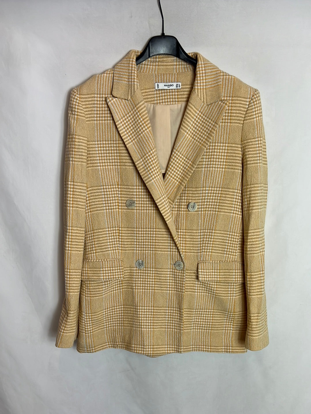 MANGO. Blazer cuadros amarilla. T S
