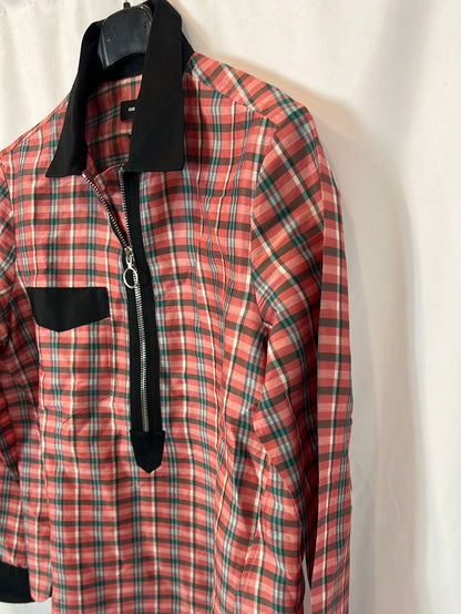 ISABEL MARANT. Checkered silk blouse with zipper. Size 36