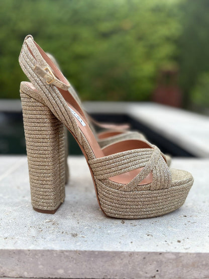 AQUAZZURA. Sandalia  Sundance textura brillo. T 40.5
