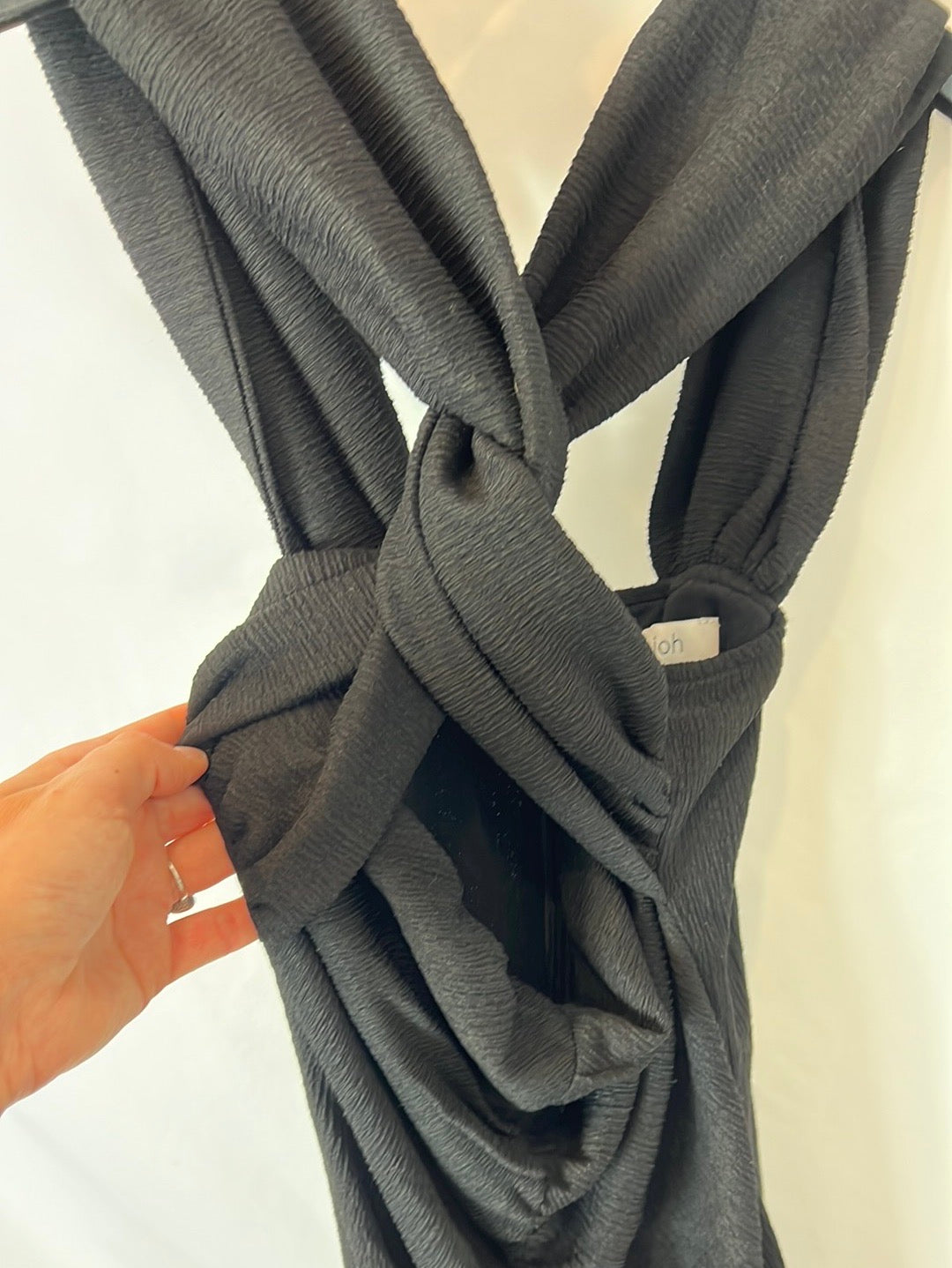 MIOH. Vestido negro escote cruzado. T XS