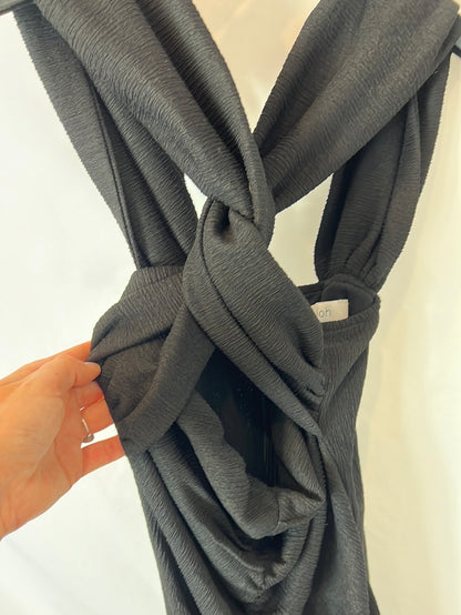 MIOH. Vestido negro escote cruzado. T XS