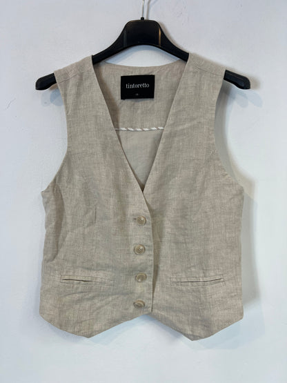 TINTORETTO. Chaleco beige lino. T S