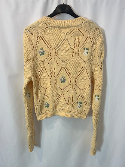 ZARA. chaqueta punto bordados T.s