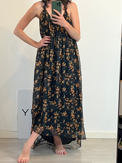 ZARA. Black floral print dress. TS