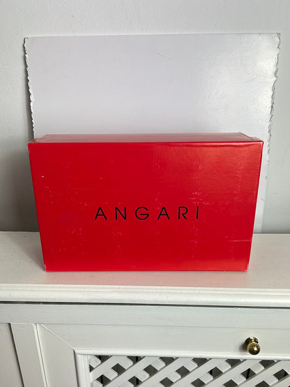 ANGARI. Zapatos tacón purpurina tiras. T 37