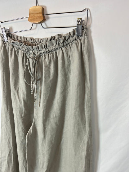 ZARA. Wide-leg grey linen trousers Ts