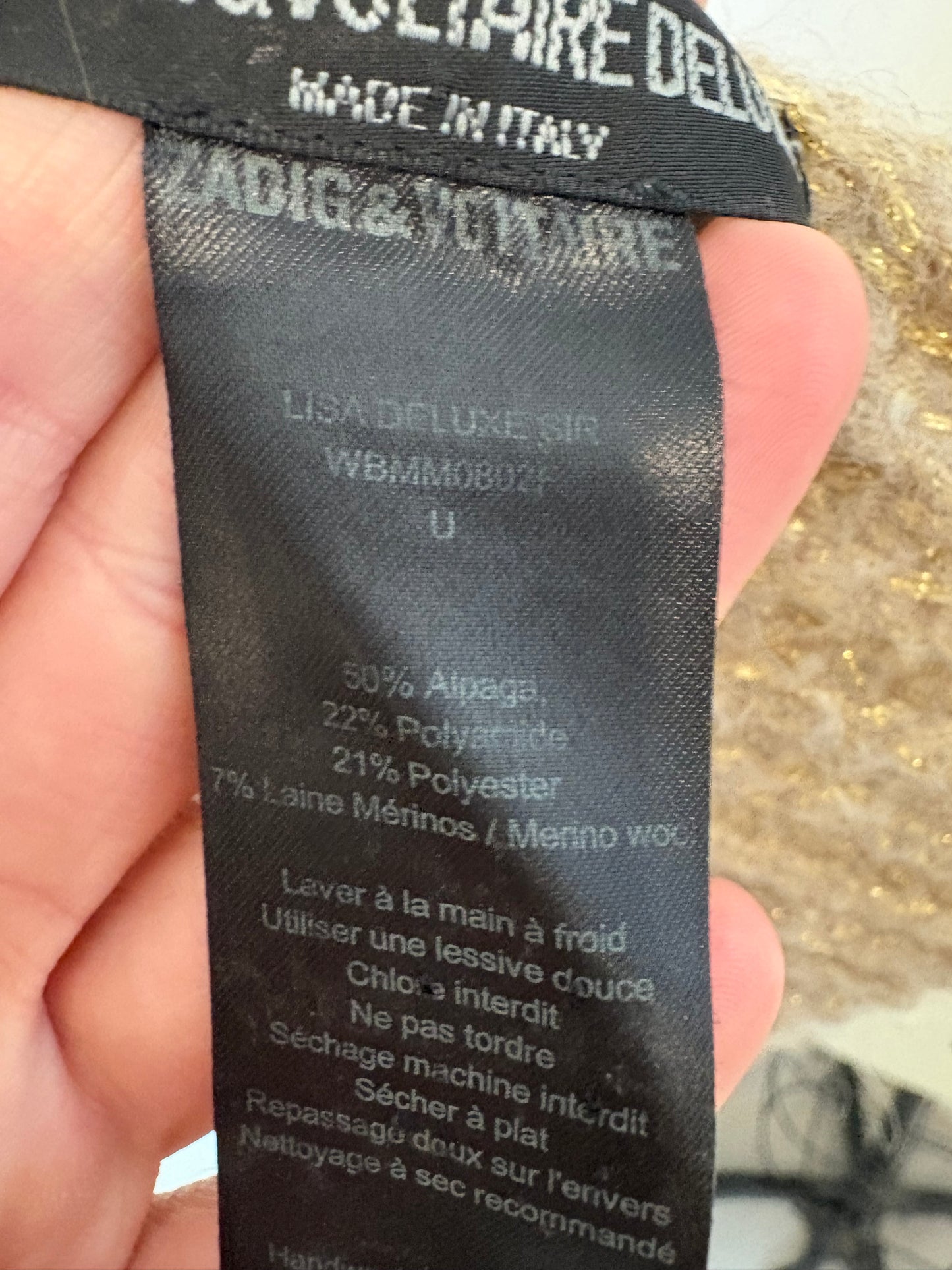 ZADIG & VOLTAIRE. Bufanda beige alpaca