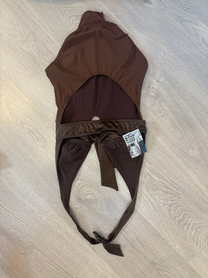 DOS MARES. Bañador marrón doble textura. TS