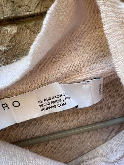 IRO. Top beige lino manga larga