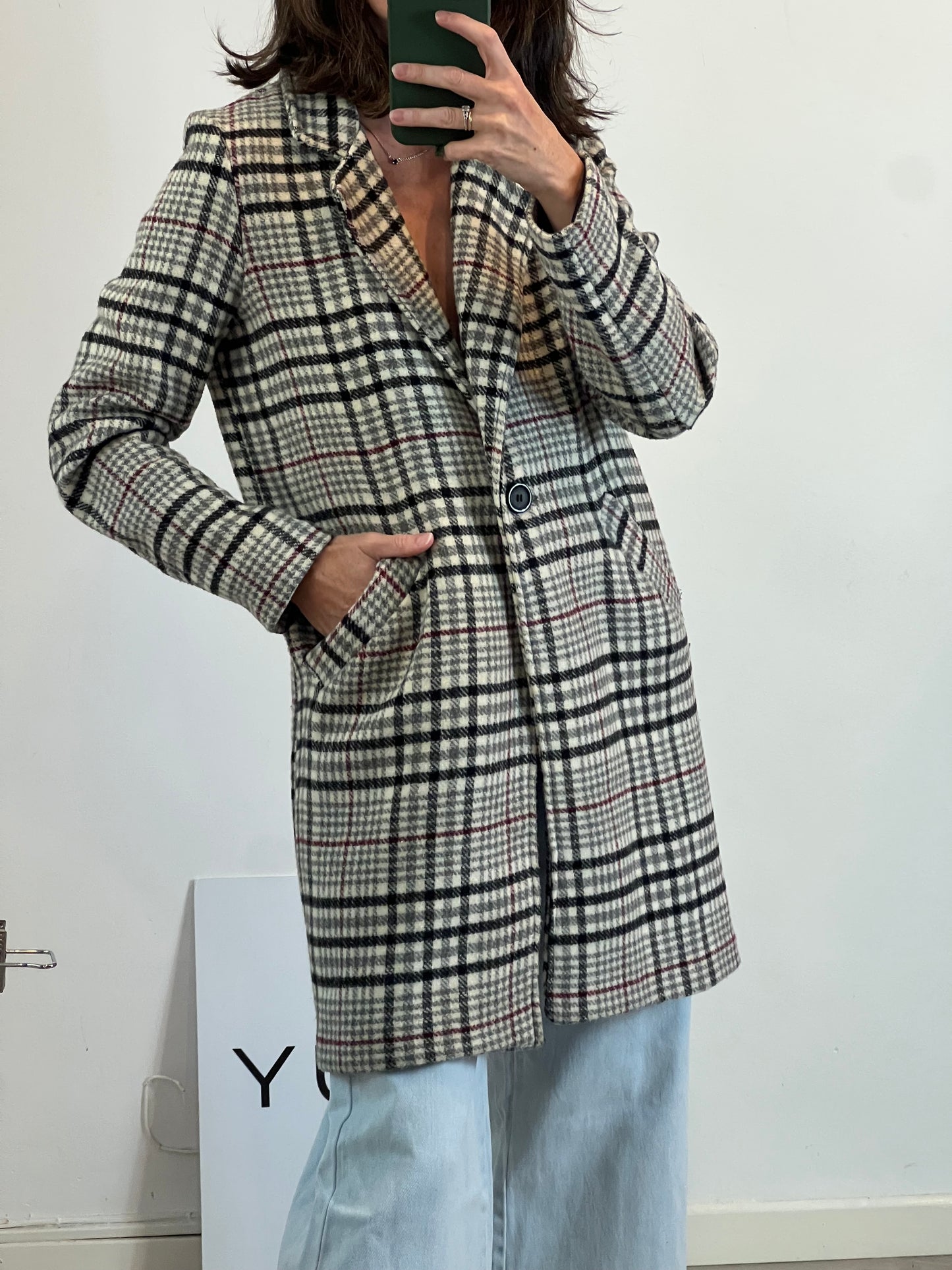 MINTODAY. Checked wool coat. TS