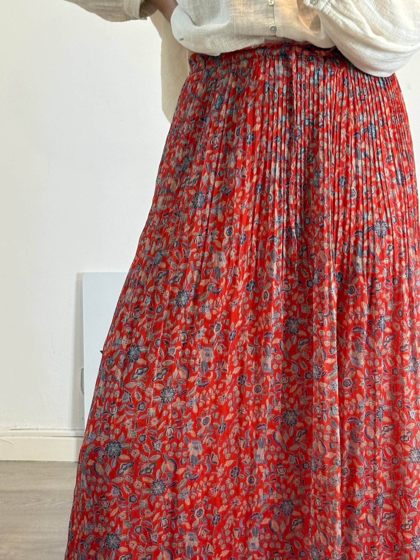 MANGO. Floral midi skirt Tm