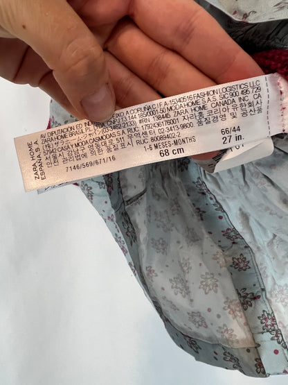 ZARA HOME. Vestido doble textura  flores. T 1-6 meses