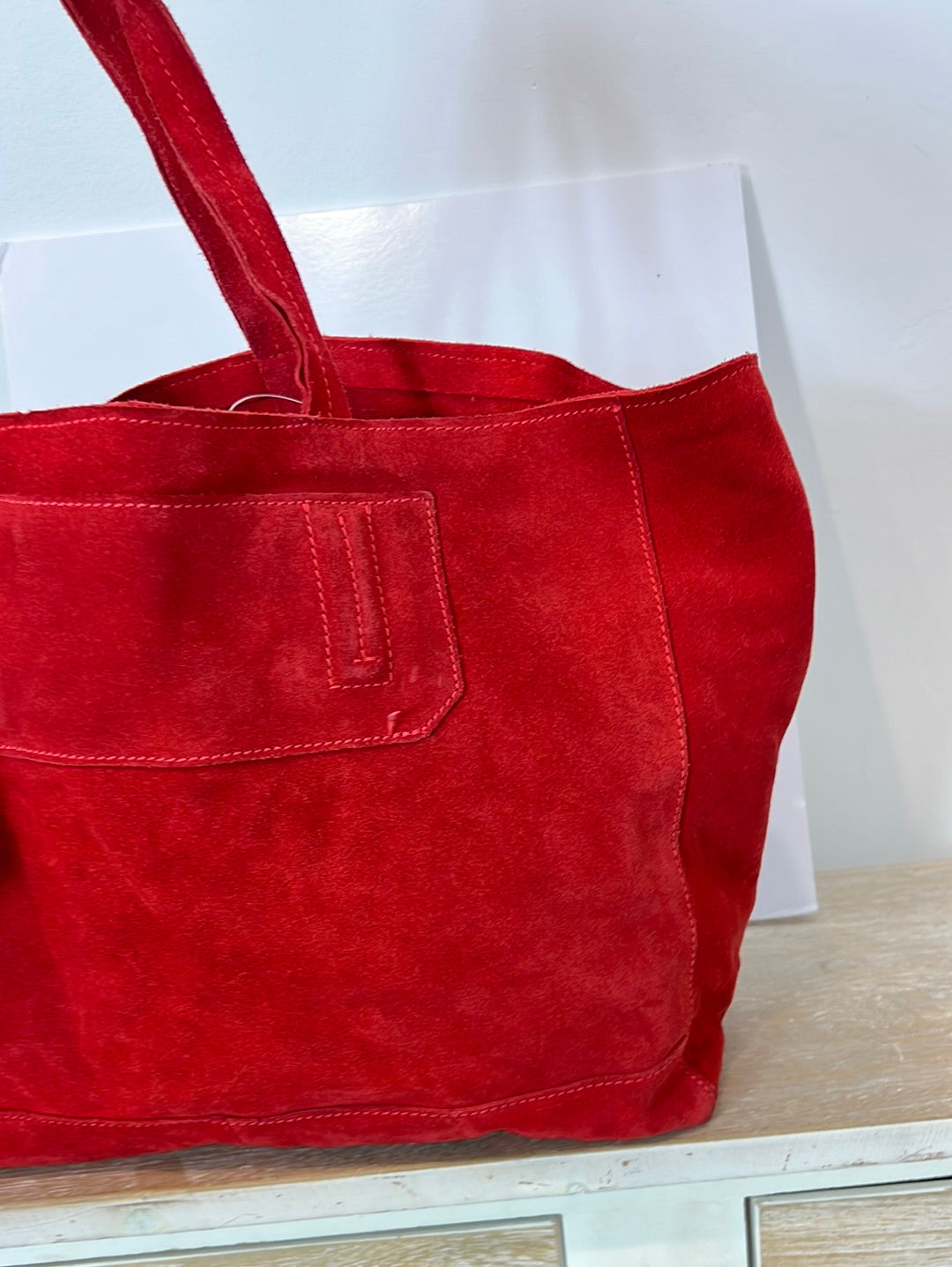 ZARA. Bolso tote piel rojo