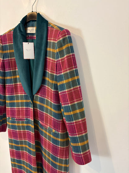 MAQUIS & CO. Abrigo largo cuadros solapa terciopelo