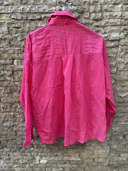 ZARA. Camisa rosa rayas. T S