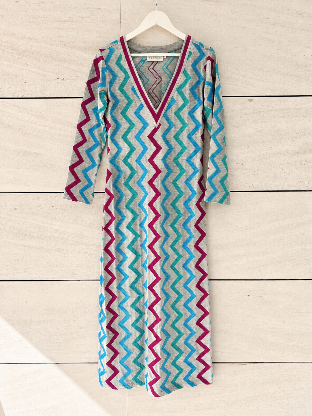 MICHONET. Vestido largo algodón zig zag