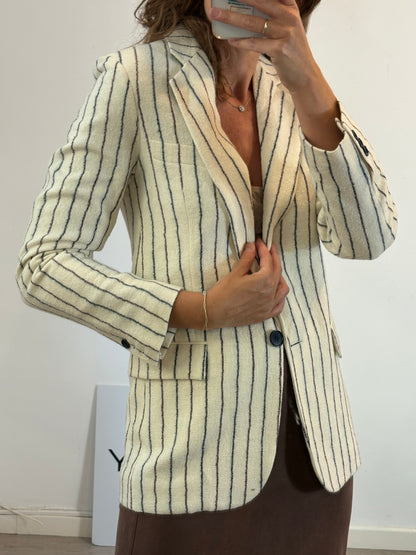 ISABEL MARANT.Blazer lana y Lino rayas. T 36