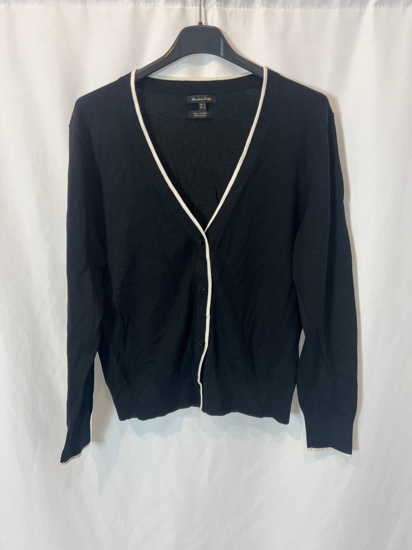 MASSIMO DUTTI. Chaqueta punto negra y blanca. T S