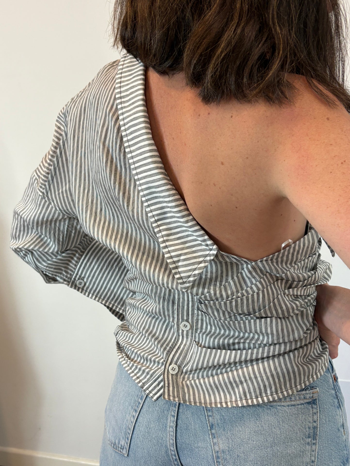 ZARA. Blusa rayas asimétrico T.xs