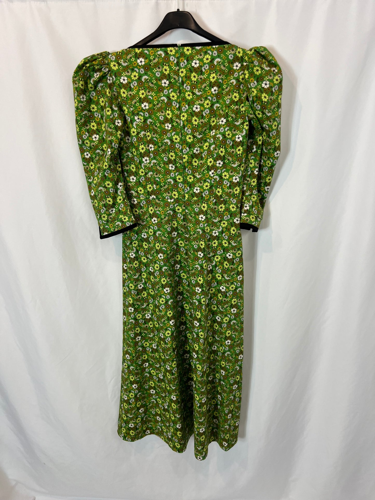 IQ COLLECTIOM. Vestido midi verde flores T.xs