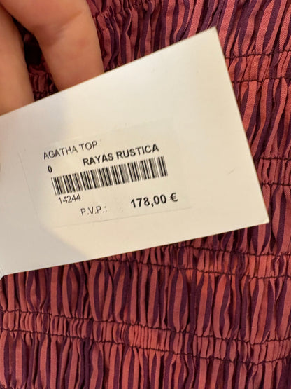 MAGNOLYA. Blusa rosa nido de abeja