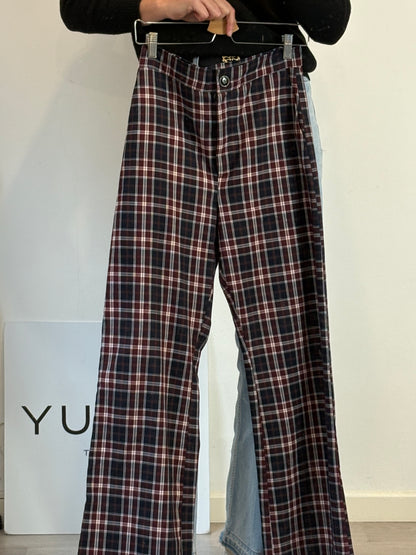 PIETRA. Pantalón cuadros tonos burdeos y azules