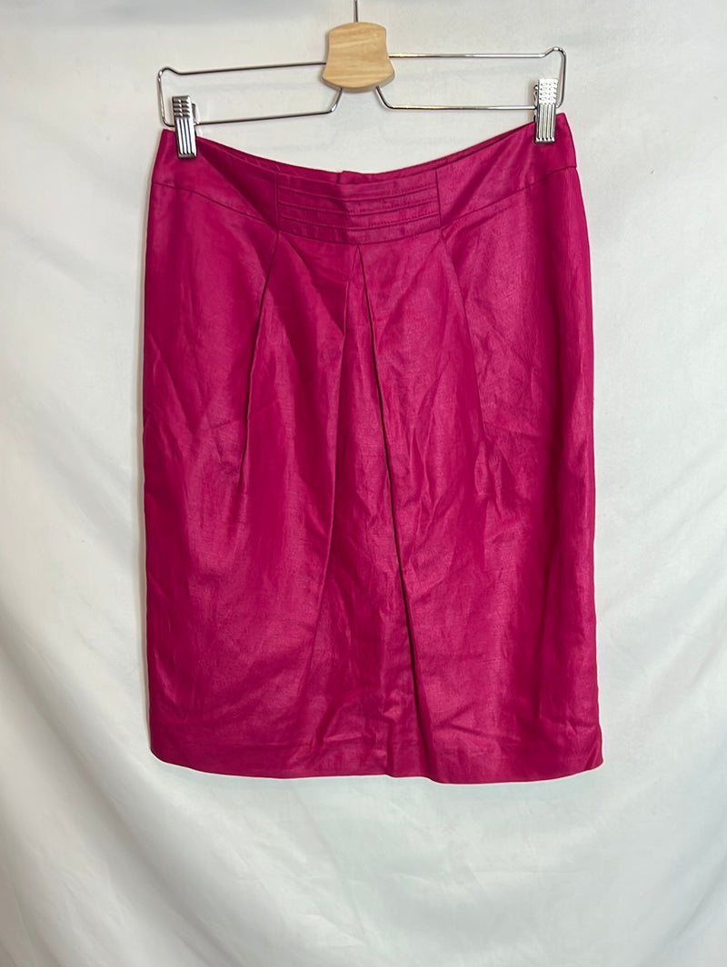YERA. Falda midi lino rosa. T 40