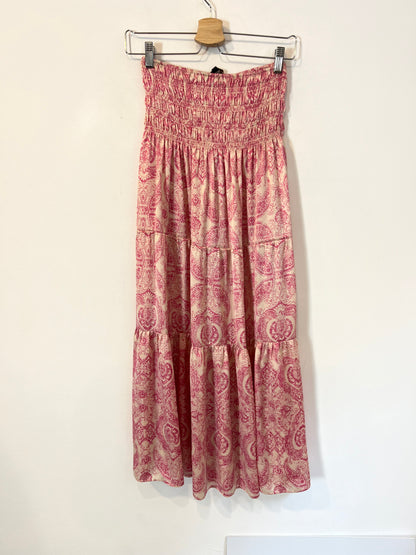 MAJE. Falda midi cintura nido de abeja. T 2 (S/M)