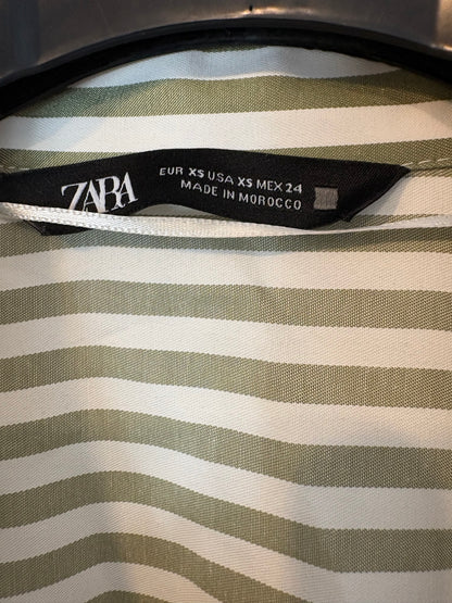 ZARA. Green striped shirt. XS(S)