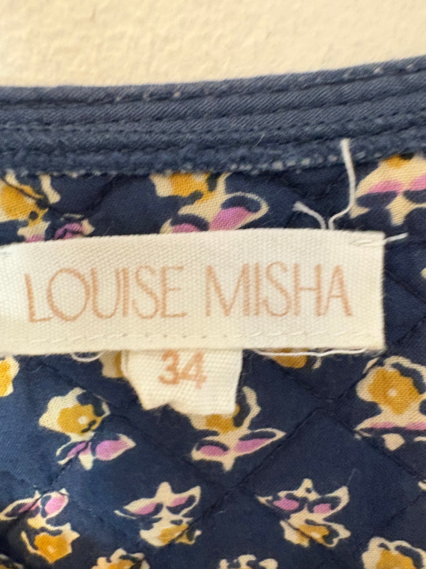 LOUISE MISHA. Vestido largo azul estampado
