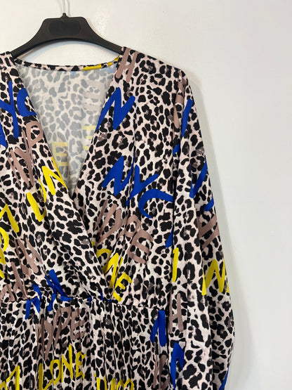 OTRAS. Vestido largo plisado animal print TU(S)