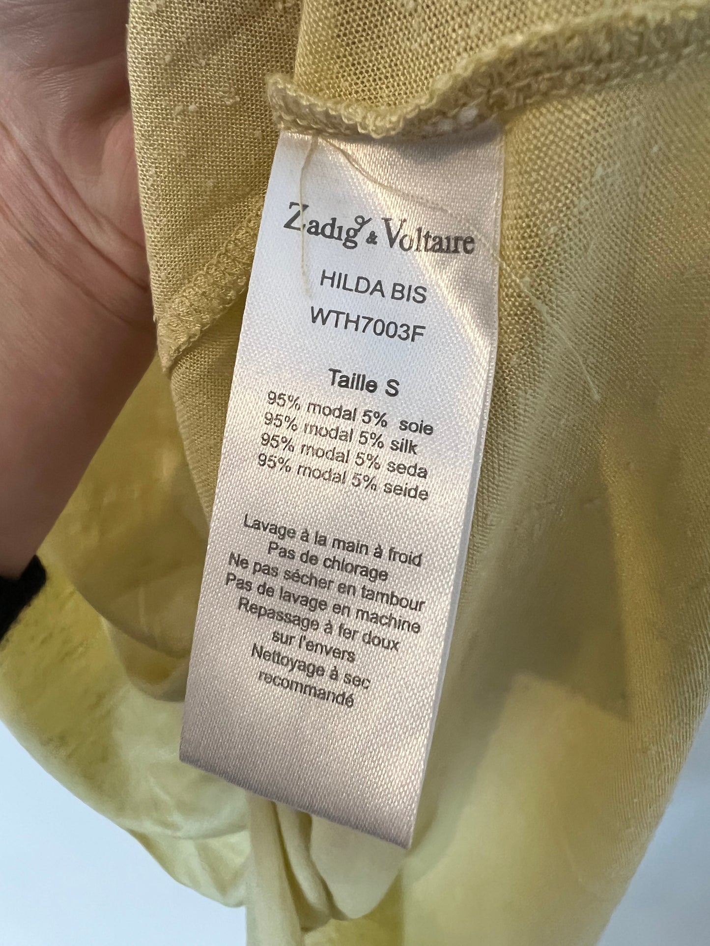 ZADIG & VOLTAIRE. Top tono pastel jaspeado con seda. T S