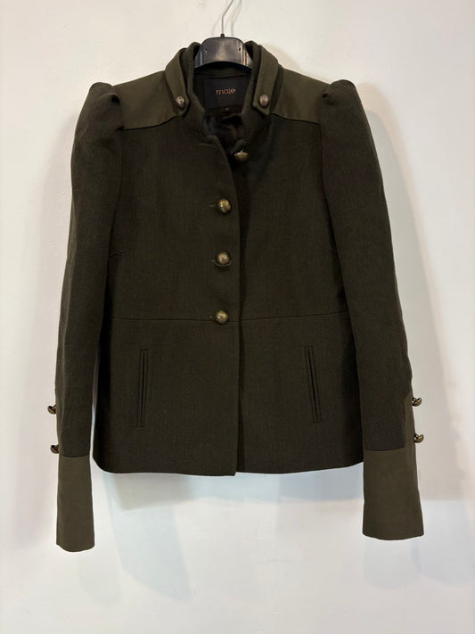 MAJE. Chaqueta verde lana botones