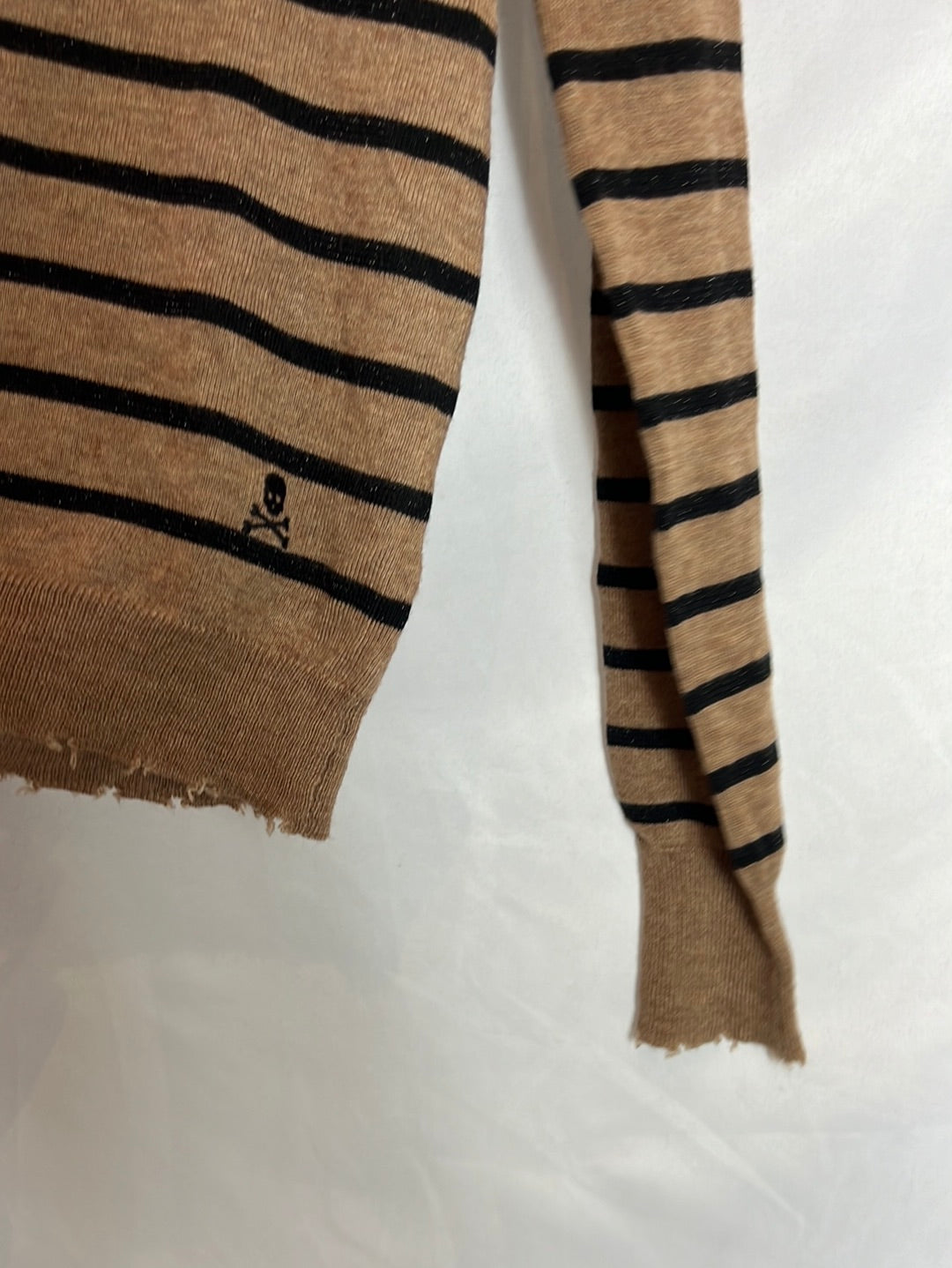 SCALPERS. Jersey fino marrón rayas negras. T M