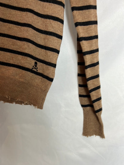 SCALPERS. Jersey fino marrón rayas negras. T M