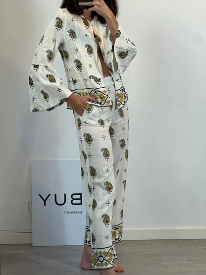 ZARA. Conjunto blanco bordado T.xs