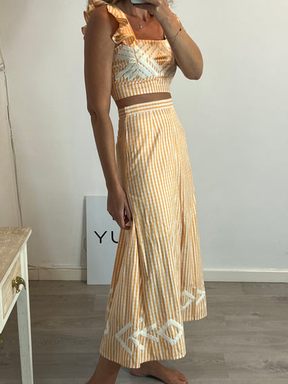 IQ COLLECTION. Total look mostaza rayas T.m