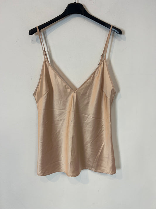 ZARA. Top satinado beige. T M