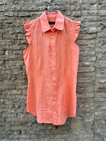 DSQUARED2. Blusa lino volante mini